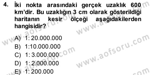 Coğrafi Bilgi Sistemlerine Giriş Dersi 2013 - 2014 Yılı (Vize) Ara Sınav Soruları 4. Soru