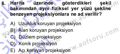 Coğrafi Bilgi Sistemlerine Giriş Dersi 2014 - 2015 Yılı (Vize) Ara Sınavı 6. Soru