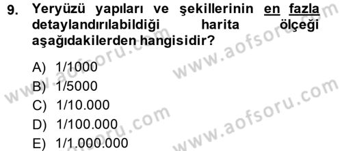 Coğrafi Bilgi Sistemlerine Giriş Dersi 2014 - 2015 Yılı (Vize) Ara Sınav Soruları 9. Soru
