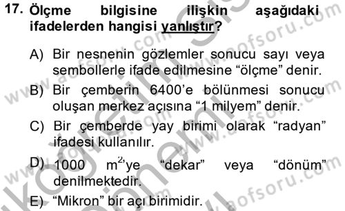 Coğrafi Bilgi Sistemlerine Giriş Dersi 2014 - 2015 Yılı (Final) Dönem Sonu Sınav Soruları 17. Soru