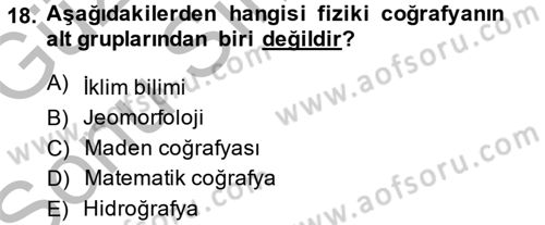 Coğrafi Bilgi Sistemlerine Giriş Dersi 2014 - 2015 Yılı (Final) Dönem Sonu Sınav Soruları 18. Soru