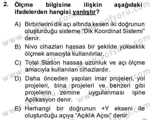 Coğrafi Bilgi Sistemlerine Giriş Dersi 2014 - 2015 Yılı (Final) Dönem Sonu Sınav Soruları 2. Soru
