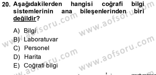 Coğrafi Bilgi Sistemlerine Giriş Dersi 2014 - 2015 Yılı (Final) Dönem Sonu Sınav Soruları 20. Soru