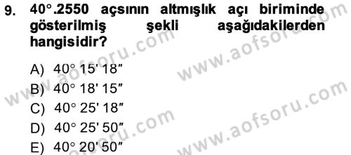 Coğrafi Bilgi Sistemlerine Giriş Dersi 2014 - 2015 Yılı (Final) Dönem Sonu Sınav Soruları 9. Soru