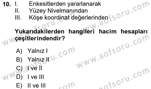 Coğrafi Bilgi Sistemlerine Giriş Dersi 2015 - 2016 Yılı (Vize) Ara Sınav Soruları 10. Soru