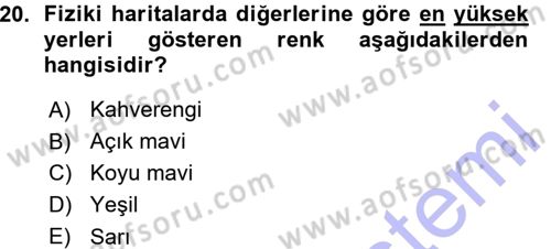 Coğrafi Bilgi Sistemlerine Giriş Dersi 2015 - 2016 Yılı (Vize) Ara Sınav Soruları 20. Soru