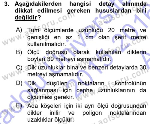 Coğrafi Bilgi Sistemlerine Giriş Dersi 2015 - 2016 Yılı (Vize) Ara Sınavı 3. Soru