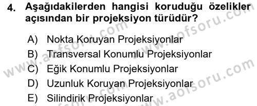 Coğrafi Bilgi Sistemlerine Giriş Dersi 2015 - 2016 Yılı (Vize) Ara Sınav Soruları 4. Soru