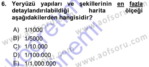 Coğrafi Bilgi Sistemlerine Giriş Dersi 2015 - 2016 Yılı (Vize) Ara Sınav Soruları 6. Soru
