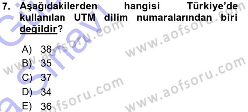 Coğrafi Bilgi Sistemlerine Giriş Dersi 2015 - 2016 Yılı (Vize) Ara Sınav Soruları 7. Soru