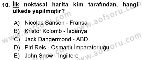 Coğrafi Bilgi Sistemlerine Giriş Dersi 2015 - 2016 Yılı (Final) Dönem Sonu Sınav Soruları 10. Soru