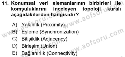 Coğrafi Bilgi Sistemlerine Giriş Dersi 2015 - 2016 Yılı (Final) Dönem Sonu Sınavı 11. Soru