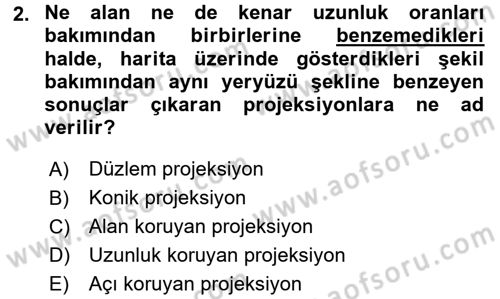 Coğrafi Bilgi Sistemlerine Giriş Dersi 2015 - 2016 Yılı (Final) Dönem Sonu Sınav Soruları 2. Soru