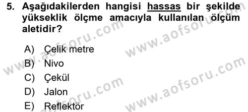 Coğrafi Bilgi Sistemlerine Giriş Dersi 2015 - 2016 Yılı (Final) Dönem Sonu Sınav Soruları 5. Soru
