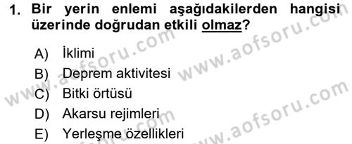 Coğrafi Bilgi Sistemlerine Giriş Dersi 2016 - 2017 Yılı (Vize) Ara Sınav Soruları 1. Soru