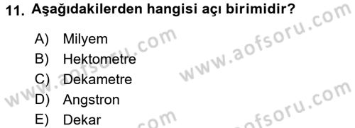 Coğrafi Bilgi Sistemlerine Giriş Dersi 2016 - 2017 Yılı (Vize) Ara Sınav Soruları 11. Soru