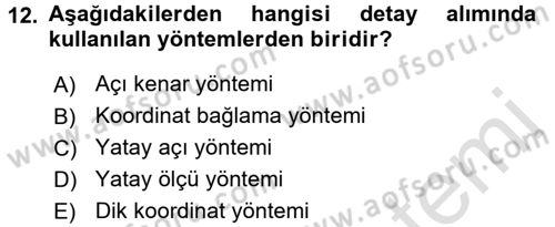 Coğrafi Bilgi Sistemlerine Giriş Dersi 2016 - 2017 Yılı (Vize) Ara Sınav Soruları 12. Soru