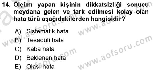 Coğrafi Bilgi Sistemlerine Giriş Dersi 2016 - 2017 Yılı (Vize) Ara Sınav Soruları 14. Soru