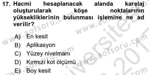 Coğrafi Bilgi Sistemlerine Giriş Dersi 2016 - 2017 Yılı (Vize) Ara Sınav Soruları 17. Soru