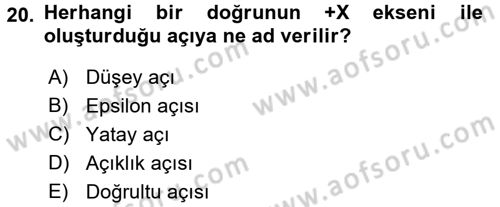 Coğrafi Bilgi Sistemlerine Giriş Dersi 2016 - 2017 Yılı (Vize) Ara Sınav Soruları 20. Soru
