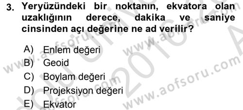 Coğrafi Bilgi Sistemlerine Giriş Dersi 2016 - 2017 Yılı (Vize) Ara Sınav Soruları 3. Soru