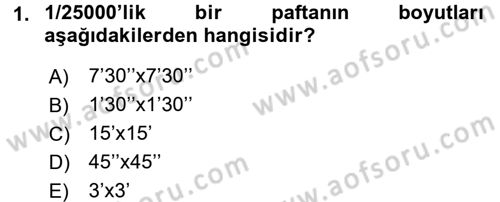 Coğrafi Bilgi Sistemlerine Giriş Dersi 2016 - 2017 Yılı (Final) Dönem Sonu Sınav Soruları 1. Soru