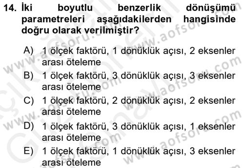 Coğrafi Bilgi Sistemlerine Giriş Dersi 2016 - 2017 Yılı (Final) Dönem Sonu Sınav Soruları 14. Soru
