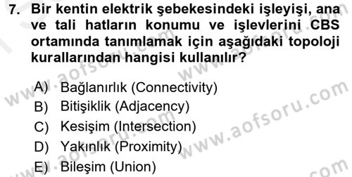 Coğrafi Bilgi Sistemlerine Giriş Dersi 2016 - 2017 Yılı (Final) Dönem Sonu Sınav Soruları 7. Soru