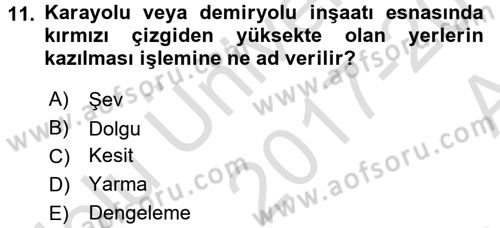 Coğrafi Bilgi Sistemlerine Giriş Dersi 2017 - 2018 Yılı (Vize) Ara Sınav Soruları 11. Soru