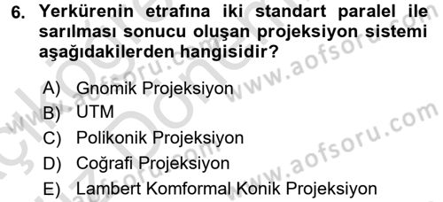 Coğrafi Bilgi Sistemlerine Giriş Dersi 2017 - 2018 Yılı (Vize) Ara Sınav Soruları 6. Soru