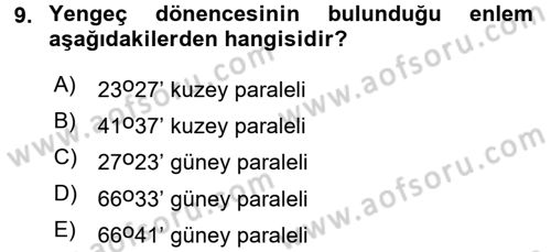 Coğrafi Bilgi Sistemlerine Giriş Dersi 2017 - 2018 Yılı (Vize) Ara Sınav Soruları 9. Soru