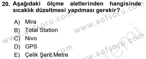 Coğrafi Bilgi Sistemlerine Giriş Dersi 2017 - 2018 Yılı (Final) Dönem Sonu Sınav Soruları 20. Soru