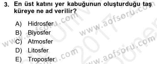 Coğrafi Bilgi Sistemlerine Giriş Dersi 2017 - 2018 Yılı (Final) Dönem Sonu Sınav Soruları 3. Soru