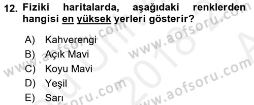 Coğrafi Bilgi Sistemlerine Giriş Dersi 2018 - 2019 Yılı (Vize) Ara Sınav Soruları 12. Soru