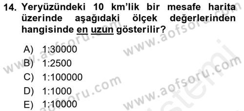 Coğrafi Bilgi Sistemlerine Giriş Dersi 2018 - 2019 Yılı (Vize) Ara Sınav Soruları 14. Soru