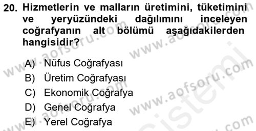 Coğrafi Bilgi Sistemlerine Giriş Dersi 2018 - 2019 Yılı (Vize) Ara Sınav Soruları 20. Soru