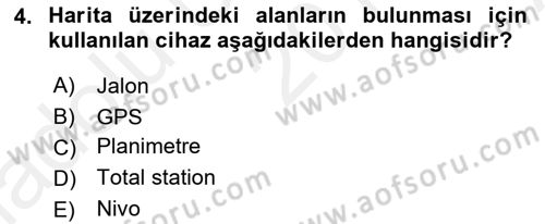 Coğrafi Bilgi Sistemlerine Giriş Dersi 2018 - 2019 Yılı (Vize) Ara Sınav Soruları 4. Soru