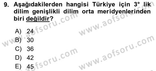 Coğrafi Bilgi Sistemlerine Giriş Dersi 2018 - 2019 Yılı (Vize) Ara Sınav Soruları 9. Soru