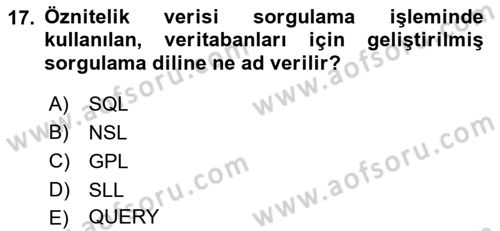 Coğrafi Bilgi Sistemlerine Giriş Dersi 2018 - 2019 Yılı (Final) Dönem Sonu Sınav Soruları 17. Soru