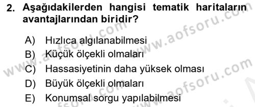 Coğrafi Bilgi Sistemlerine Giriş Dersi 2018 - 2019 Yılı (Final) Dönem Sonu Sınav Soruları 2. Soru