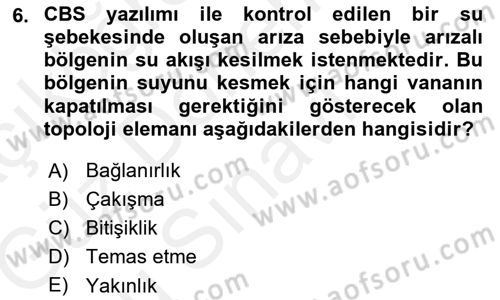 Coğrafi Bilgi Sistemlerine Giriş Dersi 2018 - 2019 Yılı (Final) Dönem Sonu Sınav Soruları 6. Soru
