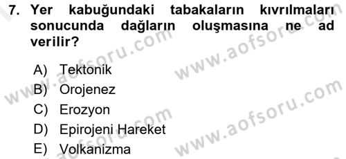 Coğrafi Bilgi Sistemlerine Giriş Dersi 2018 - 2019 Yılı (Final) Dönem Sonu Sınav Soruları 7. Soru