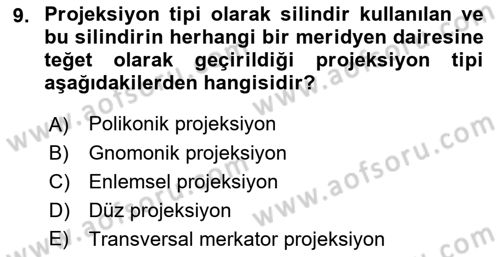 Coğrafi Bilgi Sistemlerine Giriş Dersi 2018 - 2019 Yılı (Final) Dönem Sonu Sınav Soruları 9. Soru