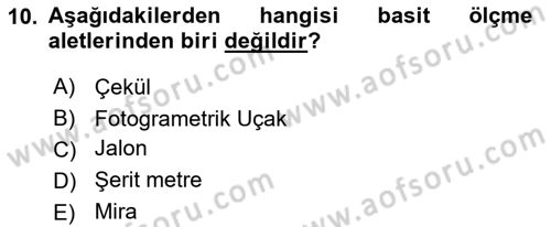 Coğrafi Bilgi Sistemlerine Giriş Dersi 2019 - 2020 Yılı (Vize) Ara Sınav Soruları 10. Soru