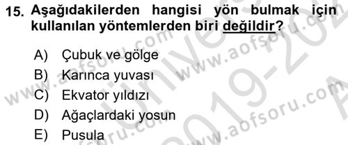 Coğrafi Bilgi Sistemlerine Giriş Dersi 2019 - 2020 Yılı (Vize) Ara Sınav Soruları 15. Soru