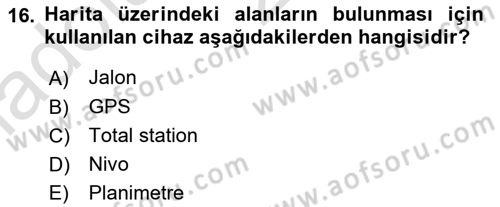 Coğrafi Bilgi Sistemlerine Giriş Dersi 2019 - 2020 Yılı (Vize) Ara Sınav Soruları 16. Soru