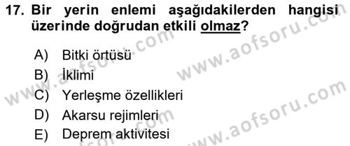 Coğrafi Bilgi Sistemlerine Giriş Dersi 2019 - 2020 Yılı (Vize) Ara Sınav Soruları 17. Soru