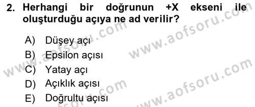 Coğrafi Bilgi Sistemlerine Giriş Dersi 2019 - 2020 Yılı (Vize) Ara Sınav Soruları 2. Soru