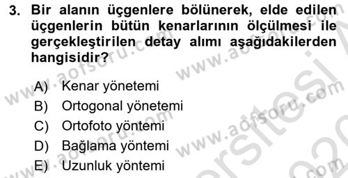 Coğrafi Bilgi Sistemlerine Giriş Dersi 2019 - 2020 Yılı (Vize) Ara Sınav Soruları 3. Soru
