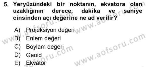 Coğrafi Bilgi Sistemlerine Giriş Dersi 2019 - 2020 Yılı (Vize) Ara Sınav Soruları 5. Soru